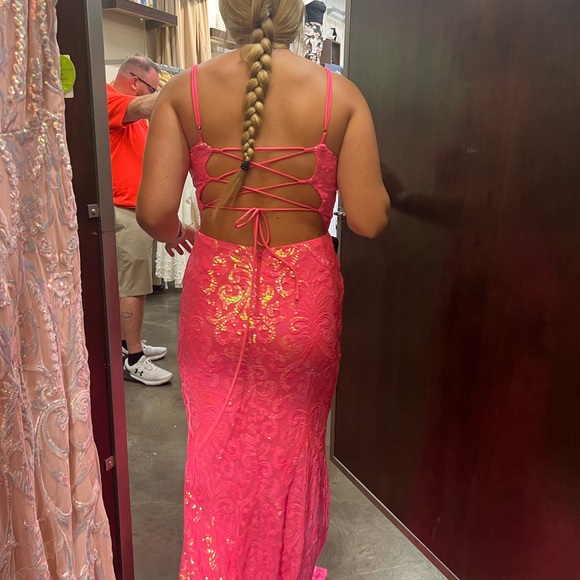 Large Pink Sequin Prom Dress - Picture 2 of 3